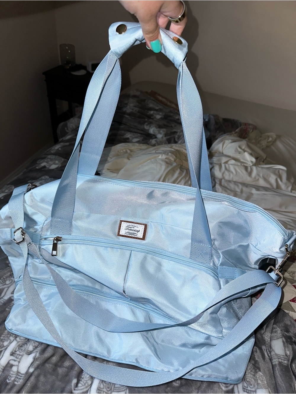 Light Blue Women's Travel Tote Bag by